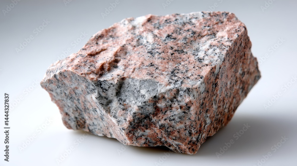 Obraz premium This polished granite stone features a smooth, glossy surface with varied colors, placed against a bright, seamless white background, allowing for clear visibility