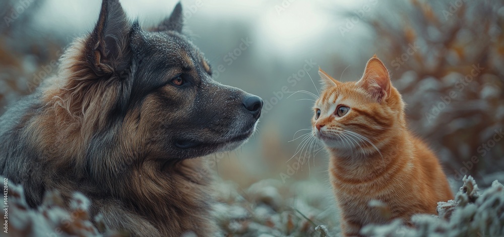Winter Wonderland: A Dog and Cat's Serene Encounter