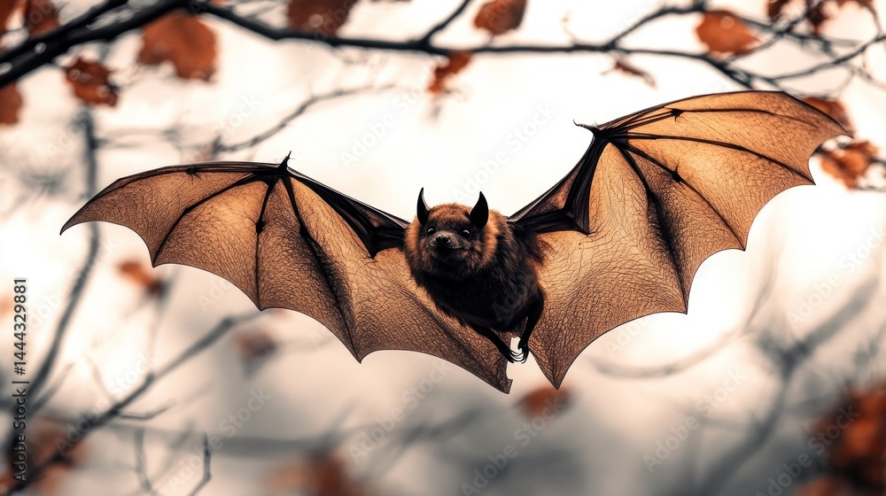 Majestic Bat in Flight: A Stunning Autumnal Encounter