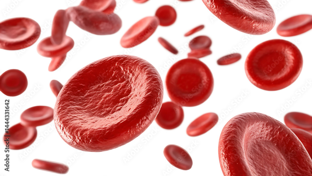 Fototapeta premium erythrocytes blood cell stream isolated on white background, PNG