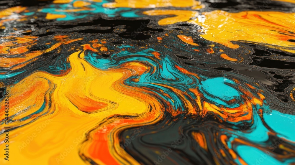 Abstract painting with swirling colors on a surface. Abstract painting with swirling colors on a surface.