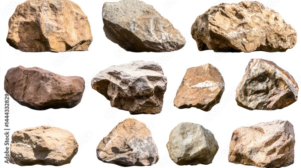 Collection of sandstone boulders from a harsh desert, isolated Collection of sandstone boulders from a harsh desert, isolated