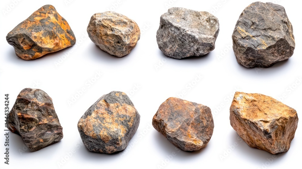Collection of tumbled boulders from a sun-baked desert, isolated Collection of tumbled boulders from a sun-baked desert, isolated