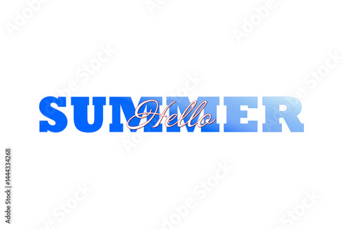 夏の訪れを祝福する、Hello Summer（ハローサマー）の文字の、シンプルなロゴマーク（ベクター素材）
