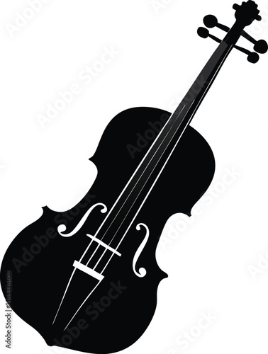 Black silhouette of a violin, violin icon silhouette design vector art illustration