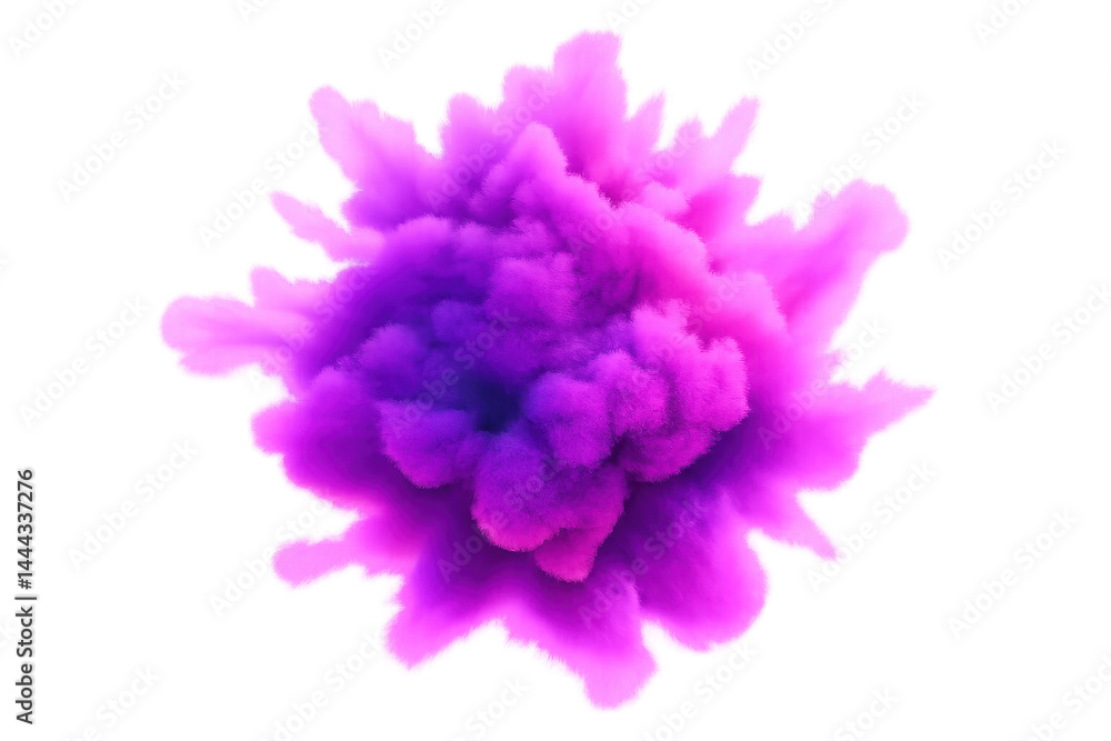 Fototapeta premium Vivid purple and pink powder explosion forming a dynamic cloud of color.