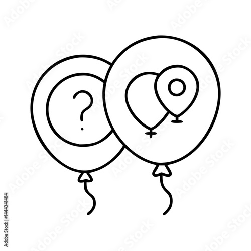 gender reveal balloon icon, gender reveal balloon line art - simple line art of gender reveal balloon, perfect for gender reveal balloon logos and icons