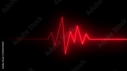 Glowing neon blue color heartbeat rate and pulse line with grid, loop motion animate footage. neon heartbeat line animation.