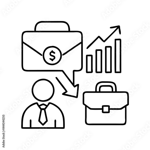 job losses icon, job losses line art - simple line art of job losses, perfect for job losses logos and icons