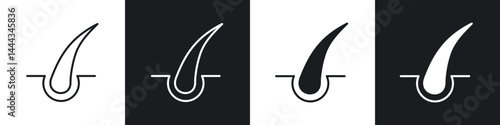 Hair icon in thin line and Flat Design.