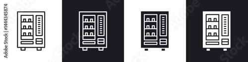 Vending machine icon in thin line and Flat Design.