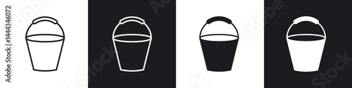 Bucket icon in thin line and Flat Design.