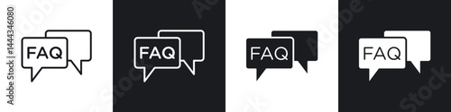 FAQ icon in thin line and Flat Design.