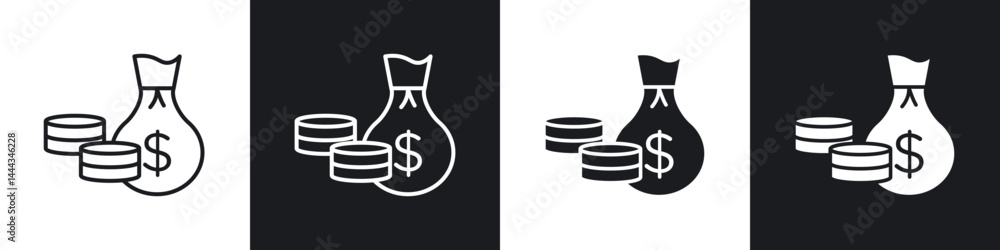 Income icon in thin line and Flat Design. Income icon in thin line and Flat Design.