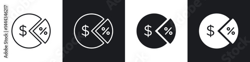 Dividend icon in thin line and Flat Design.