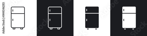 Fridge icon in thin line and Flat Design.