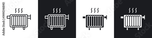 Radiator icon in thin line and Flat Design.
