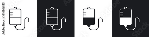 IV bag icon in thin line and Flat Design.
