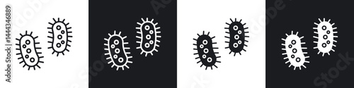 Bacteria icon in thin line and Flat Design.