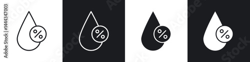 Humidity icon in thin line and Flat Design.