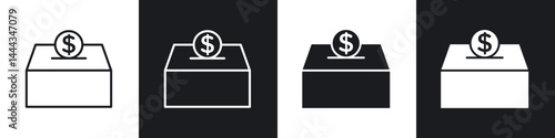 Donations icon in thin line and Flat Design.