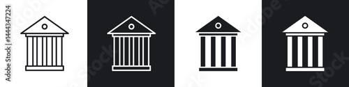 Museum icon in thin line and Flat Design.