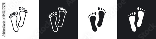Footprint icon in thin line and Flat Design.
