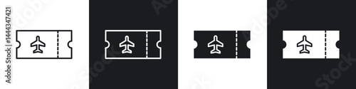 Airline ticket icon in thin line and Flat Design.