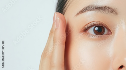Young asian woman is getting filler her face,getting her lip filler by Plastic surgeon,Woman face being checked doctor hands to cosmetic surgery,rhinoplasty surgery in clinic.