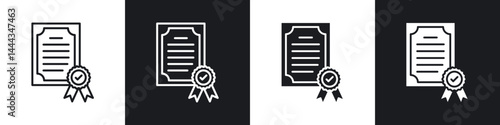 Diploma icon in thin line and Flat Design.