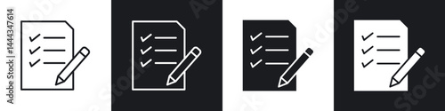 Exam icon in thin line and Flat Design.