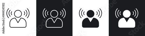 Brand awareness icon in thin line and Flat Design.