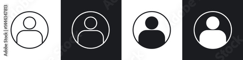Account icon in thin line and Flat Design.