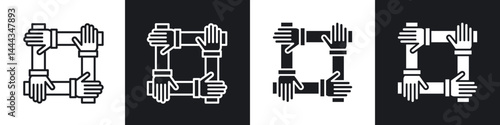 Collaboration icon in thin line and Flat Design.