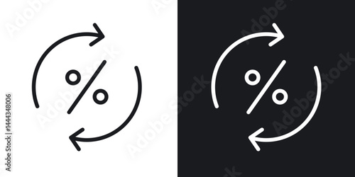 Exchange rate icon in thin line and Flat Design.