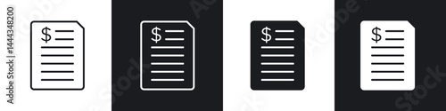 Bank statement icon in thin line and Flat Design.