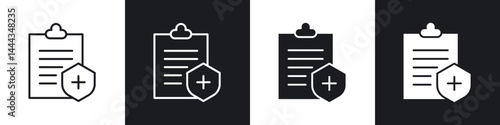 Health insurance icon in thin line and Flat Design.