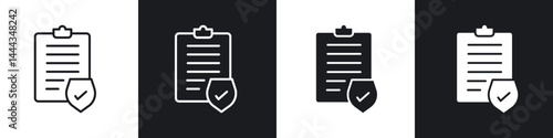Insurance policy icon in thin line and Flat Design.