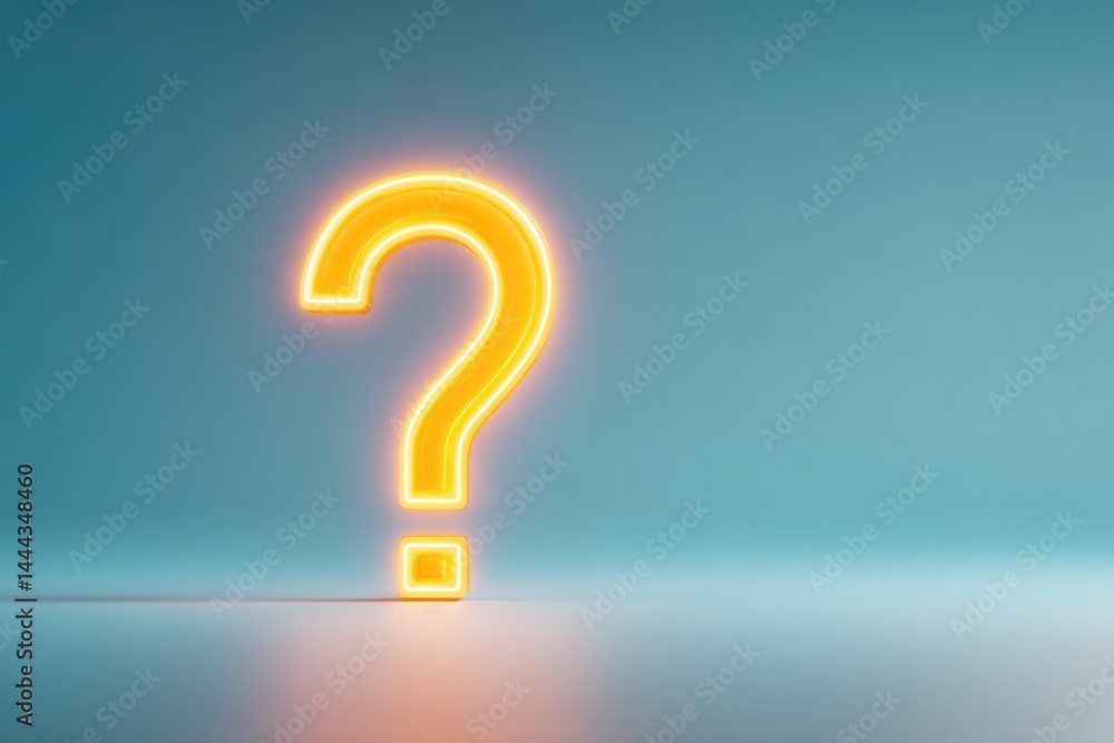 single glowing question mark emerges against vibrant neon color background single glowing question mark emerges against vibrant neon color background