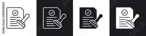 Approved document icon in thin line and Flat Design.