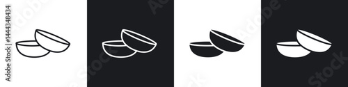contact lenses icon in thin line and Flat Design.