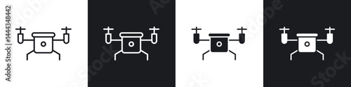 Drone icon in thin line and Flat Design.