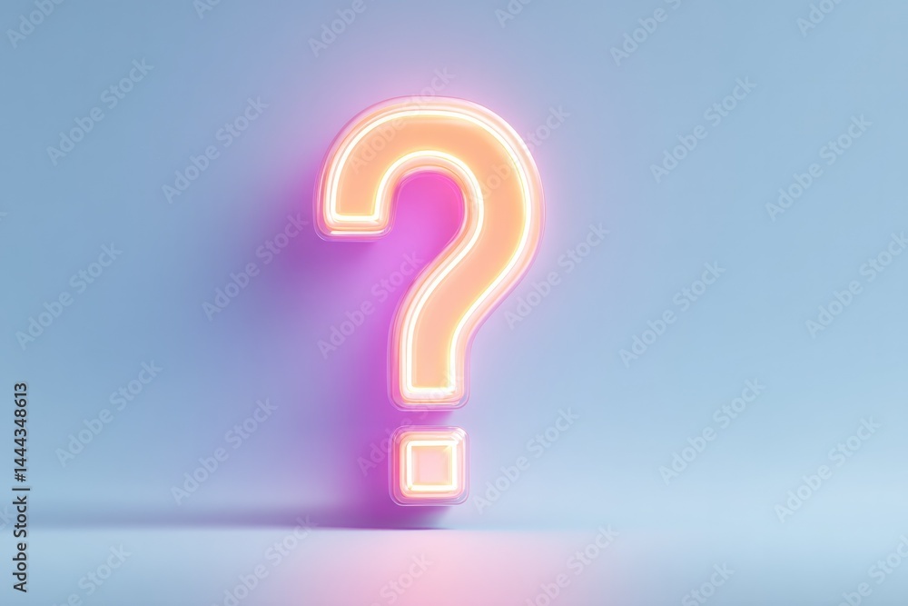 single glowing question mark emerges against vibrant neon color background single glowing question mark emerges against vibrant neon color background