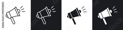 Loud Speaker icon in thin line and Flat Design.