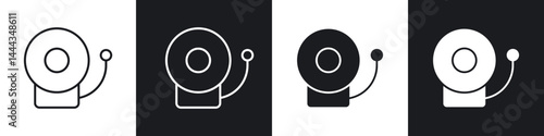 Fire alarm icon in thin line and Flat Design.
