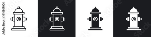 Fire hydrant icon in thin line and Flat Design.