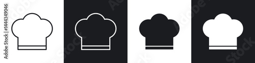Chef hat icon in thin line and Flat Design.