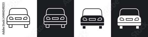 Taxi icon in thin line and Flat Design.