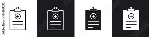 Medical report icon in thin line and Flat Design.