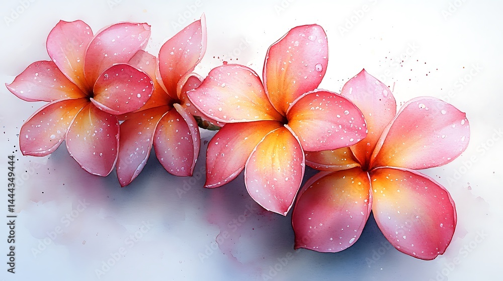 custom made wallpaper toronto digitalSoft pastel watercolor plumeria high resolution image
